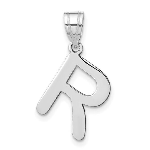 Kazi Luxury 14k White Gold Polished Bubble Letter R Initial Pendant